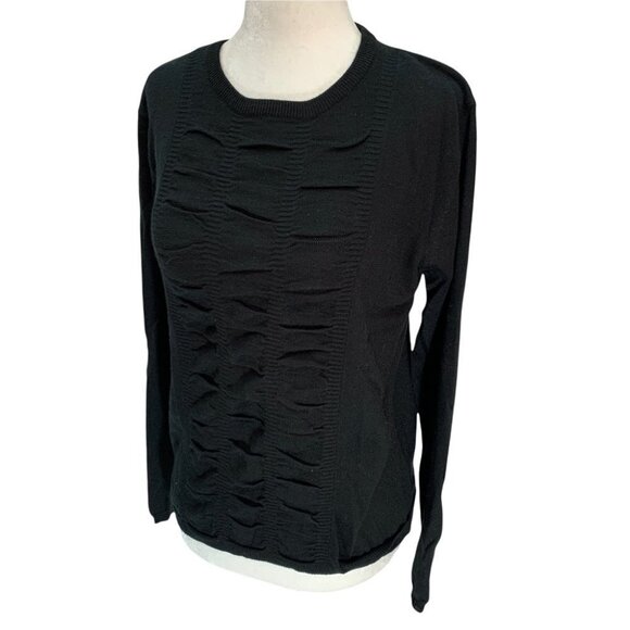 FIELDS🖤BLACK Crew Neck Black Lightweight Sweater Ruching Detail on Fron… - Picture 10 of 10